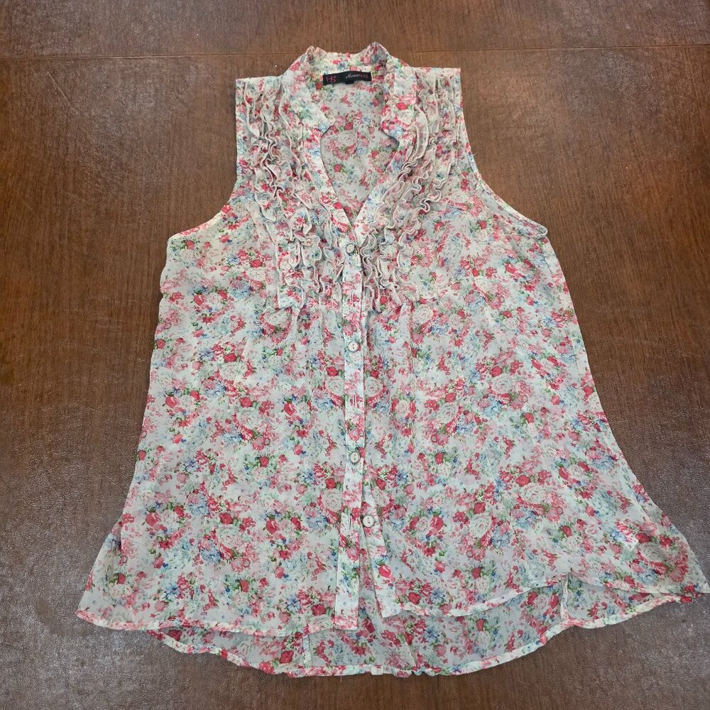 Heart Soul Sleeveless Ruffled Blouse XL